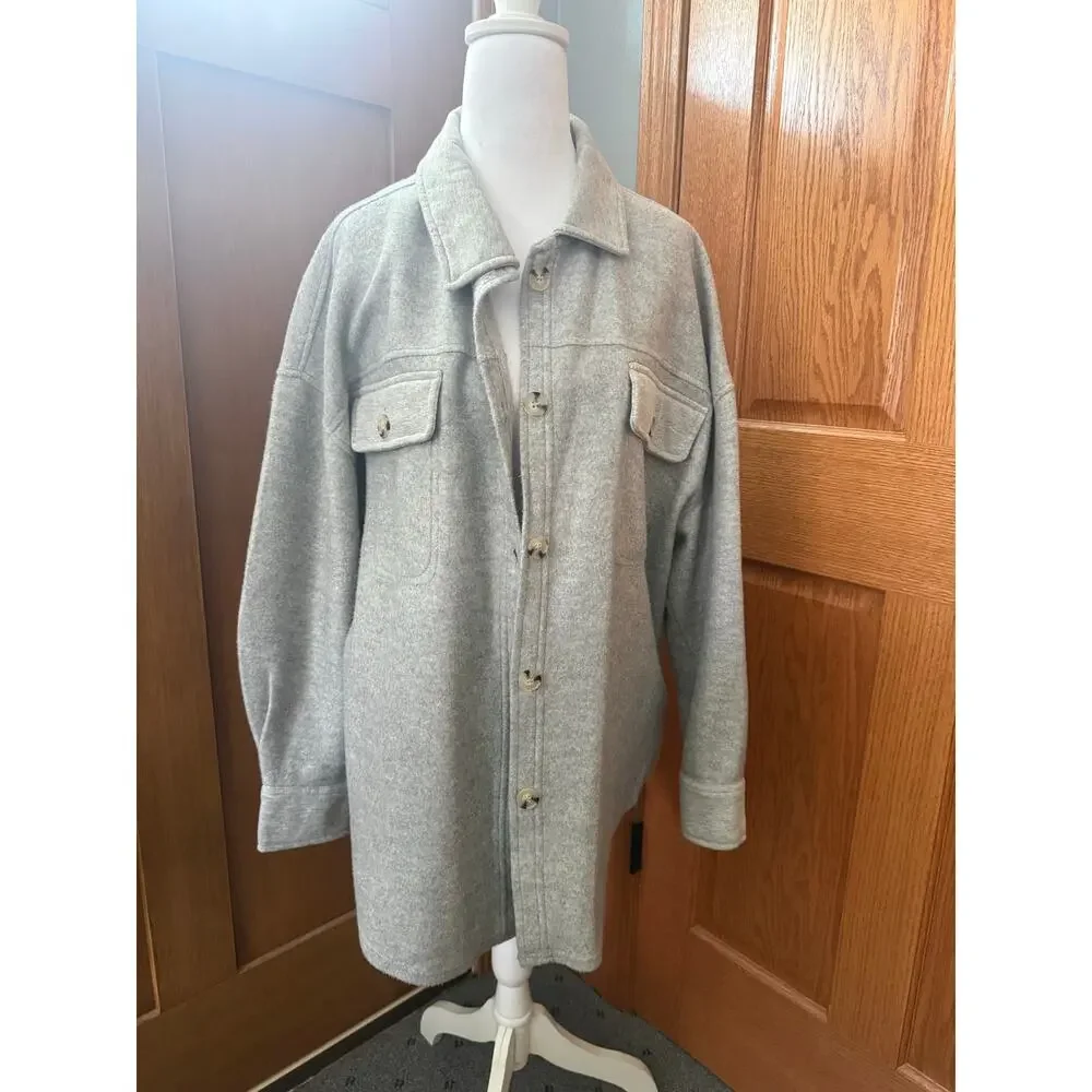 Mountain and Isles Gray Flannel Shacket Size Large - Picture 1 of 5
